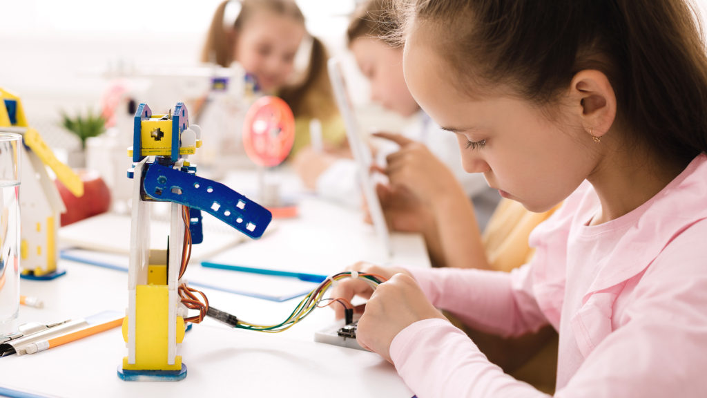 Students working on STEM projects